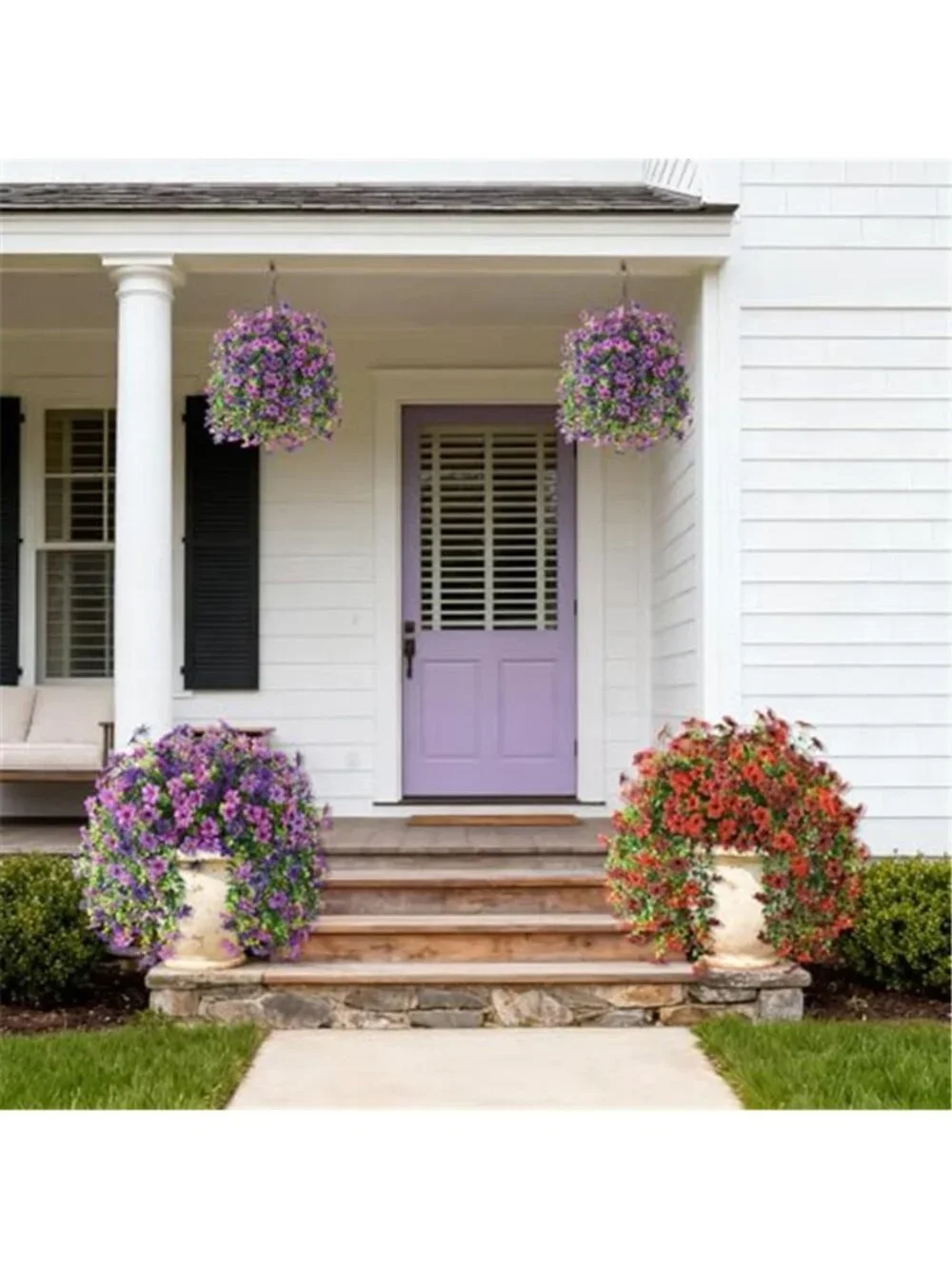 Artificial Hanging Flowers Outdoors Faux Silk Daisies UV Resistant Gardens Decor